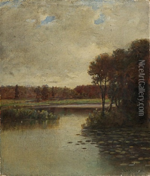On The Marne, France Oil Painting - Lemuel Maynard Wiles