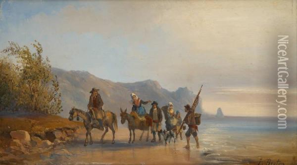 Pecheurs En Bord Demer Oil Painting - Jules Breton