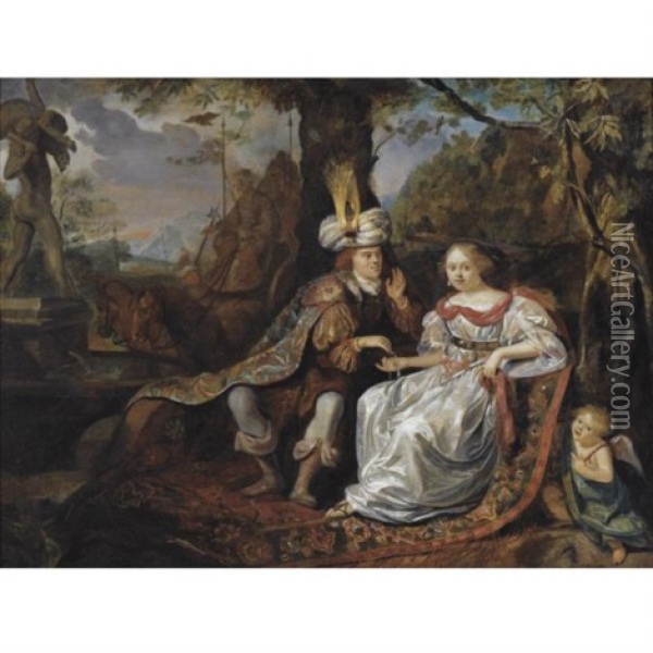 Judah And Tamar Oil Painting - Matthys Naiveu