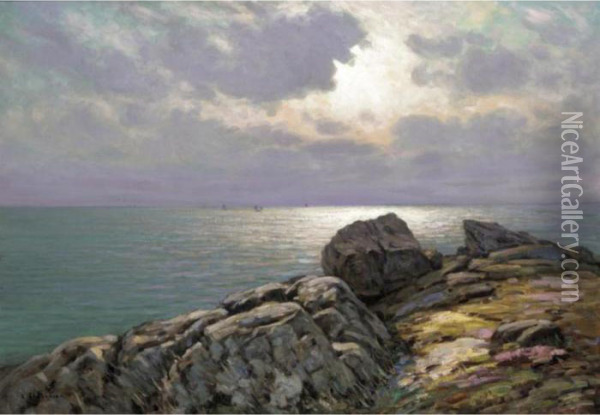 Sunset On The Coast Oil Painting - Arsene Chabanian
