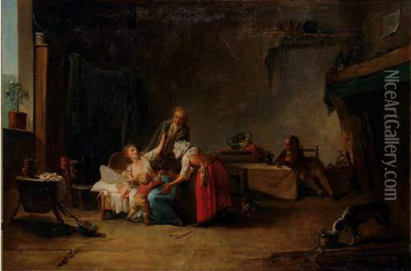 La Maternite Heureuse Oil Painting - Etienne Aubry