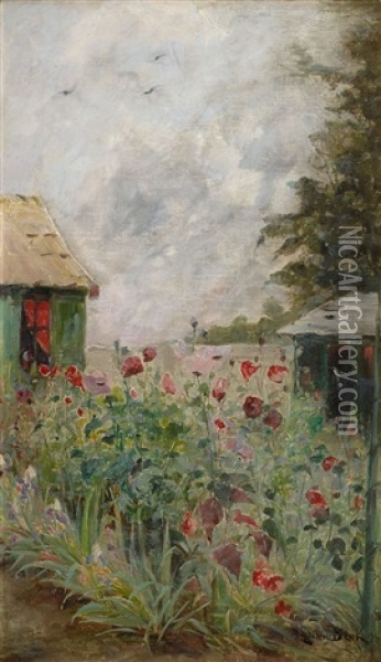 Blommande Vallmo Oil Painting - Julia Beck