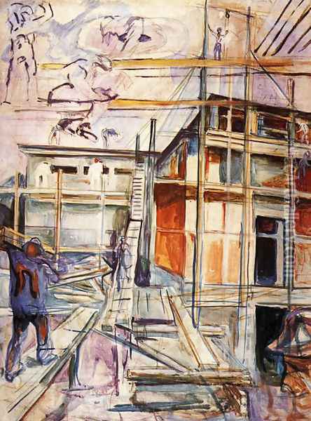 Building the Winter Studio. Ekely Oil Painting - Edvard Munch
