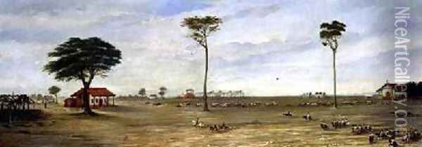 Fortified Camp at Paso de Patria Paraguay 1866 Oil Painting - Candido Lopez