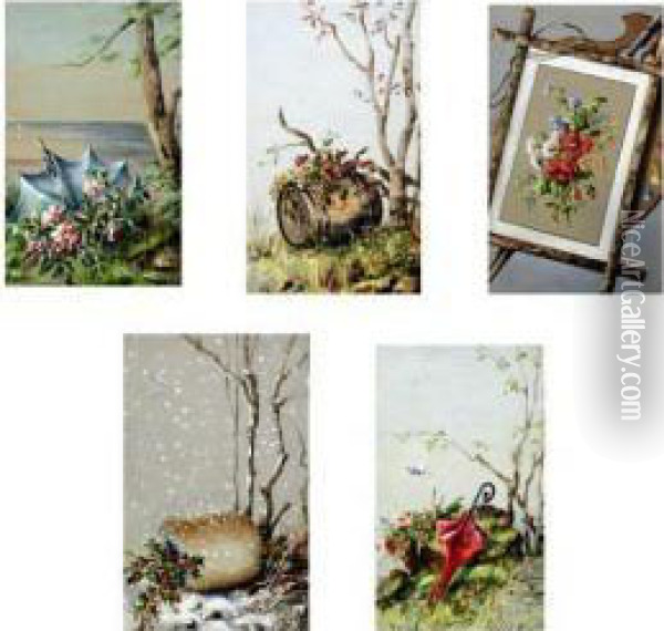 Vignettes Representing Seasons/months Oil Painting - Marianne H. Robilliard