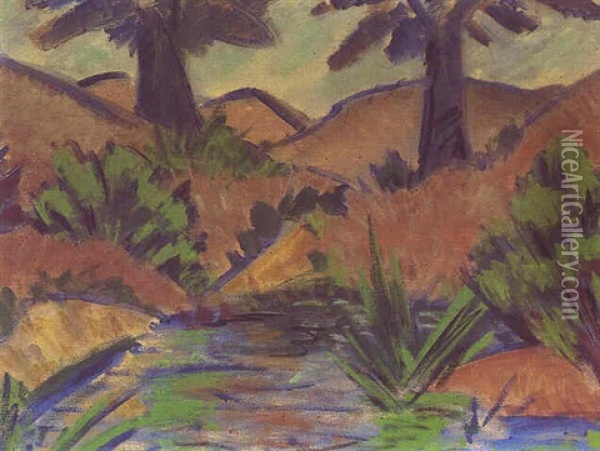 Teich Im Wald Oil Painting - Otto Mueller