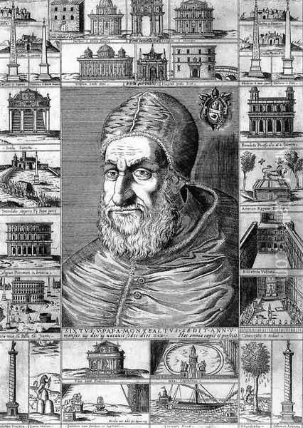 Pope Sixtus V 1589 Oil Painting - Giovanni Pinadello