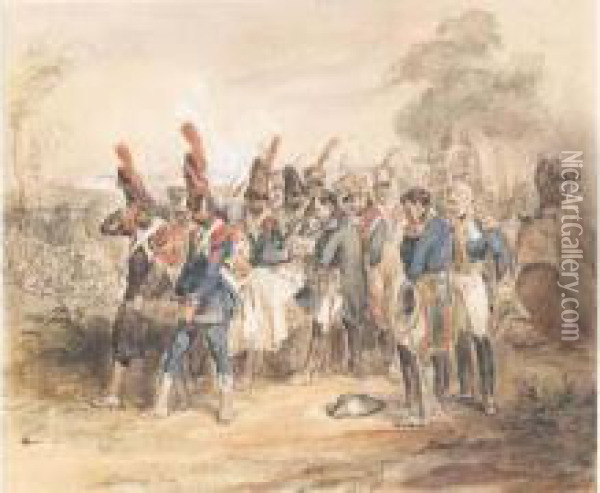 Mort Du Marechal Lannes Oil Painting - Joseph-Louis Hippolyte Bellange