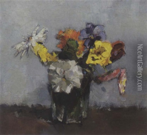 A Flower Still Life Oil Painting - Lucie Van Dam Van Isselt