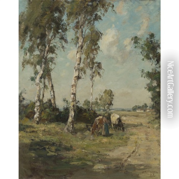Summer Pasture Oil Painting - James Riddel