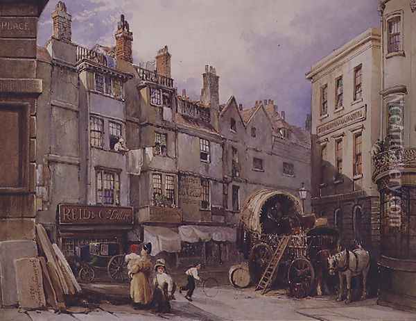 London Street Scene, 1835 Oil Painting - George (Sydney) Shepherd