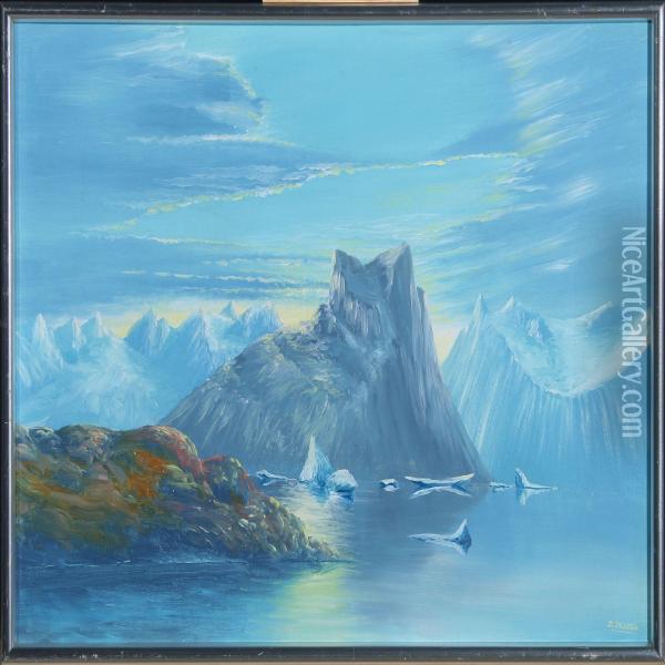 Scenery From Greenland Oil Painting - Jes Jessen