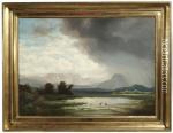 Weite Wolkenverhangene Landschaft Oil Painting - Ignaz Raffalt