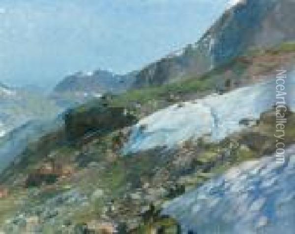 Schneefeld In Den Alpen. Oil Painting - Edward Theodore Compton