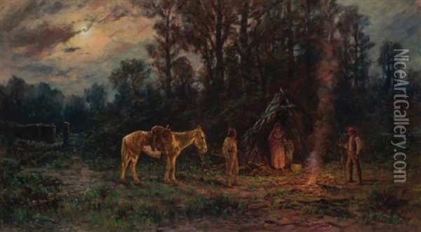 Indians In Camp Oil Painting - Henry Raschen