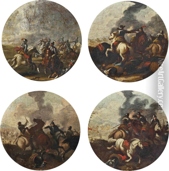 A Set Of Four Cavalry Skirmishes Oil Painting - Ciccio Graziani