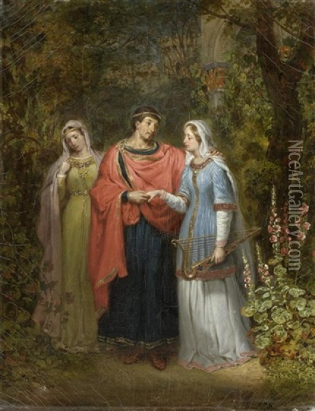 St. Louis Et Marquerite De Provence (+ Charles Le Chauvre Et Le Richilde, 1825; Pair) Oil Painting - Gillot Saint-Evre