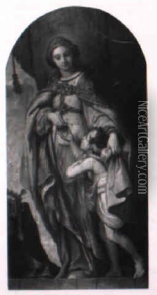 Sainte Elisabeth De Hongrie Faisant L'aumone A Un Jeune Garcon Oil Painting - Abraham van Diepenbeeck