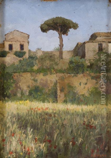 Paesaggio Romano Con Campo Di Papaveri Oil Painting - Domenico Colao