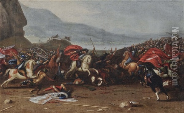 A Cavalry Battle Oil Painting - Frans Viruly