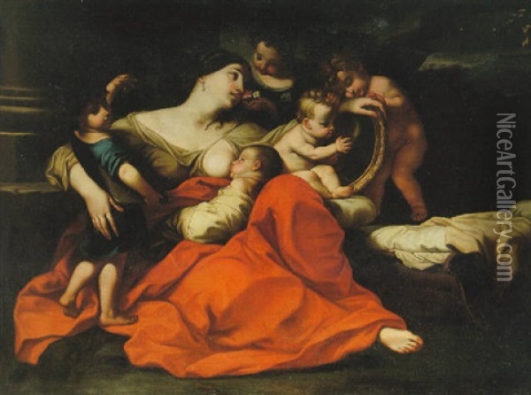 Caritas - Kvinna Omgiven Av Barn Oil Painting - Carlo Cignani