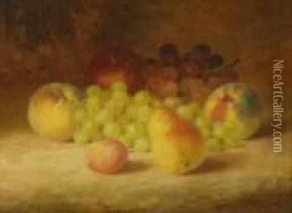 Still Life With Apples, Pears, And Grapes. Oil Painting - Bryant Chapin