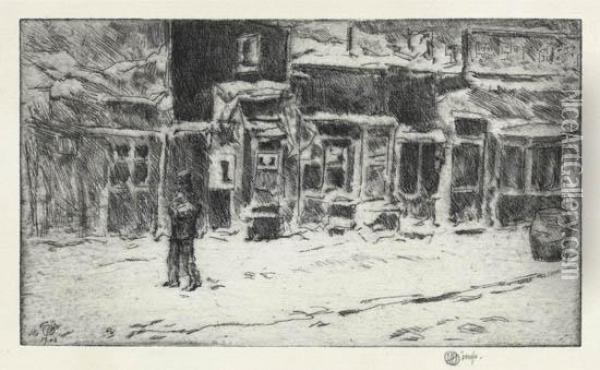 Old Shops Oil Painting - Frederick Childe Hassam