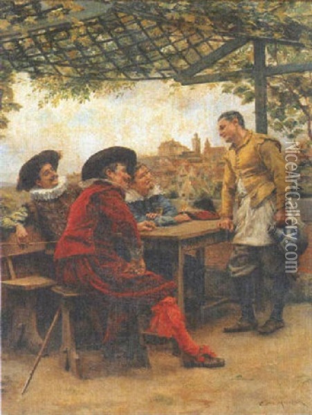 Mousquetaires A La Taverne Oil Painting - Jean Charles Meissonier