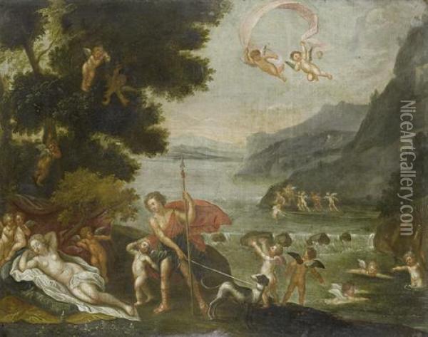 Adonis Led To Venus Oil Painting - Francesco Albani