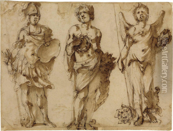 Three Theatrical Figures Oil Painting - Stefano della Bella