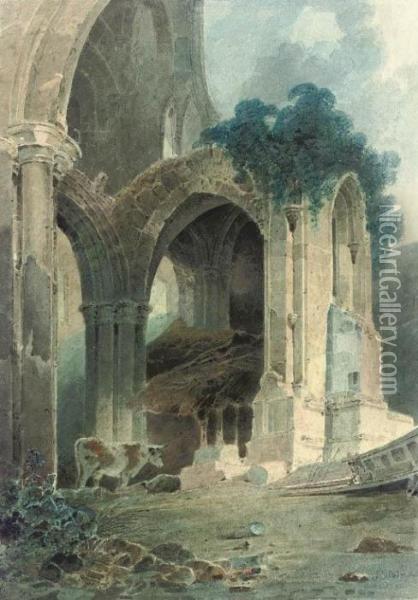 Rievaulx Abbey, Yorkshire Oil Painting - John Sell Cotman