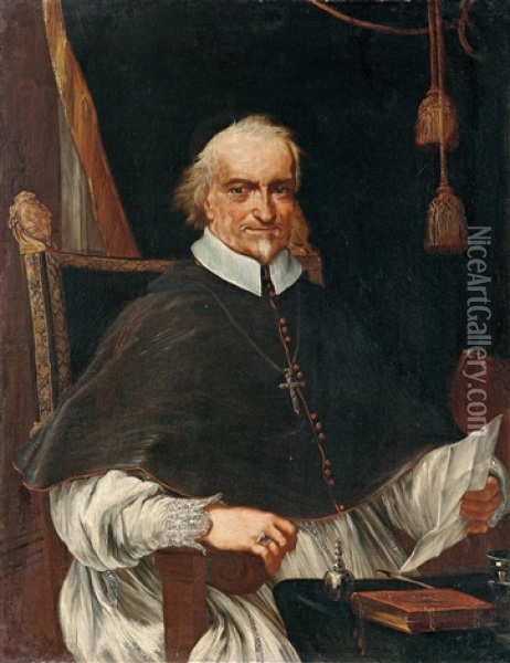 Dreiviertelportrat Eines Pralaten, Moglicherweise Antonio Montecatini, Bischof Von Foligno Oil Painting - Pietro da Cortona