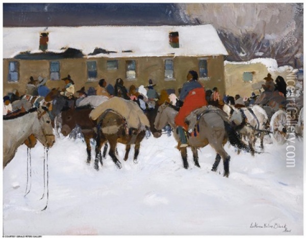 Christmas Gathering Oil Painting - Laverne Nelson Black