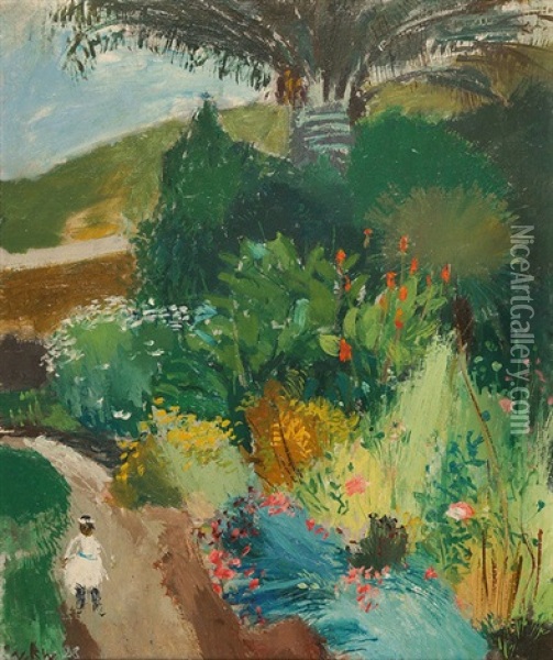 Gartenlandschaft Mit Kind, Collioure Oil Painting - Walter Kurt Wiemken