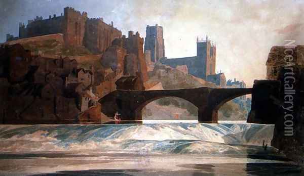 Durham Castle and Cathedral, c.1809-10 Oil Painting - John Sell Cotman