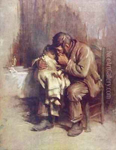 Motherless Oil Painting - Sir Samuel Luke Fildes