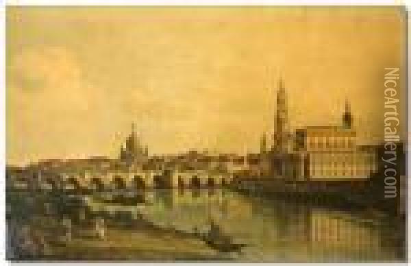 Italian Landscape Scene Oil Painting - (Giovanni Antonio Canal) Canaletto