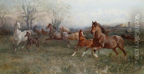 Startled. Oil Painting - Heywood Hardy