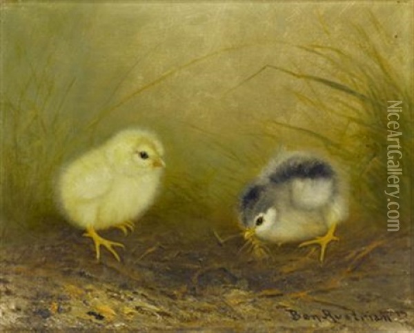 Two Chicks Oil Painting - Ben Austrian