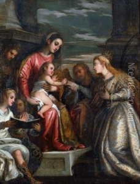 Die Mystische Vermahlung Der
Heiligen Katharina. Oil Painting - Paolo Veronese (Caliari)