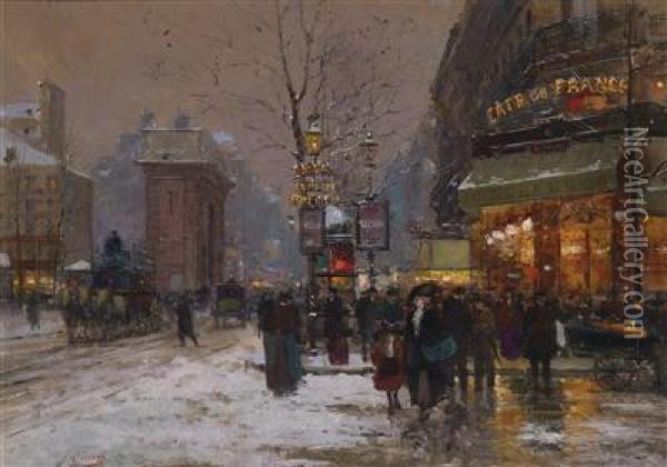 Parisian Winter Scene Oil Painting - Fausto Giusto