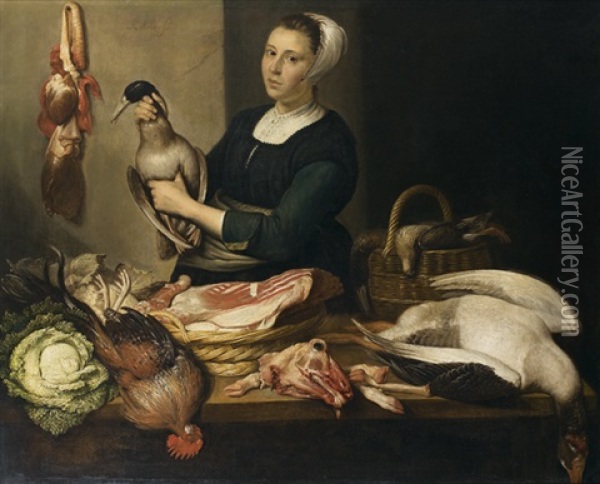 Jeune Cuisiniere Devant Les Apprets Du Dejeuner Oil Painting - Jan Albert Rootius