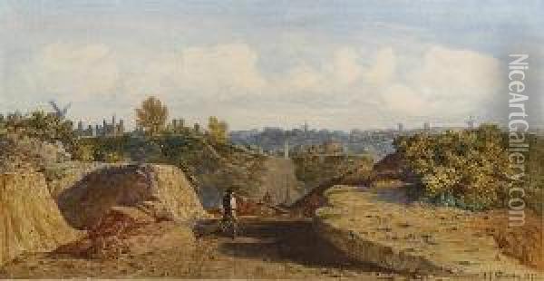 Men At Work, Gas Hill, Norwich Oil Painting - John Joseph Cotman