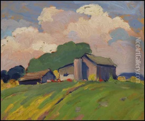 Farmhouse On A Hill Oil Painting - John William Beatty