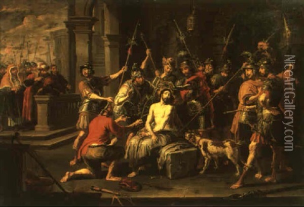 The Mocking Of Christ Oil Painting - Willem van Herp the Elder