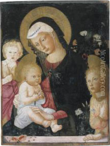 The Madonna And Child With A Goldfinch Oil Painting - Pier Francesco Fiorentino Pseudo