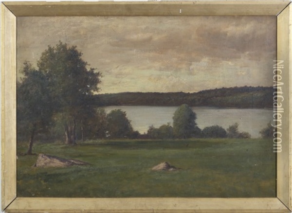 View From The Shore Of A Lake Oil Painting - Charles Linford
