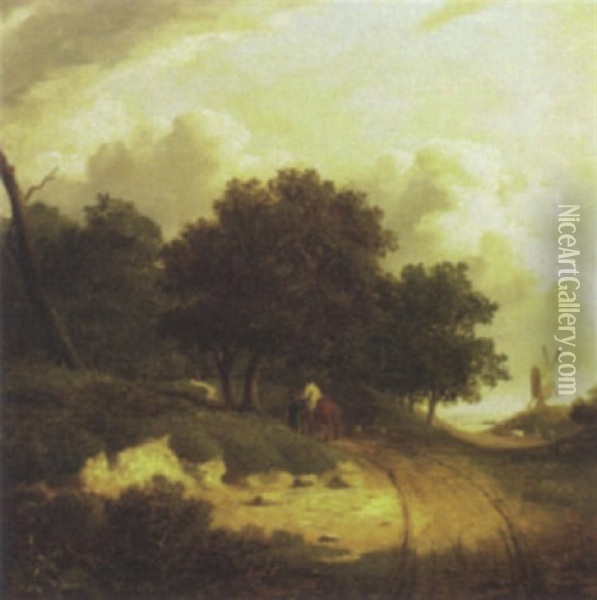 Rustics On A Country Road Oil Painting - John Crome the Elder