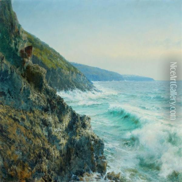 Rocky Coast, 
Bornholm Oil Painting - Peder Knudsen
