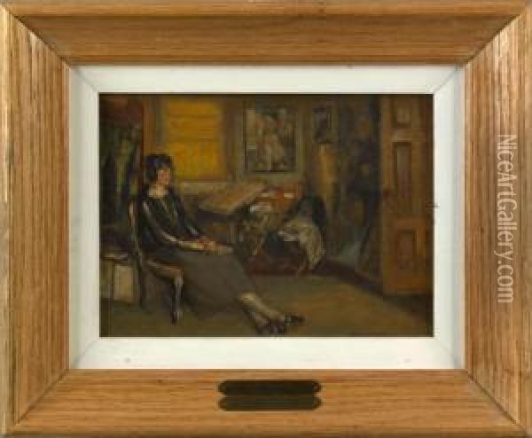 Woman In The Studio Oil Painting - Albert Jean Adolphe